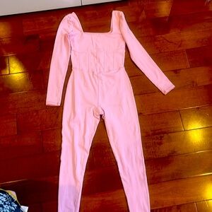 Forever 21 full body suit in pink! Corset waist and square neck